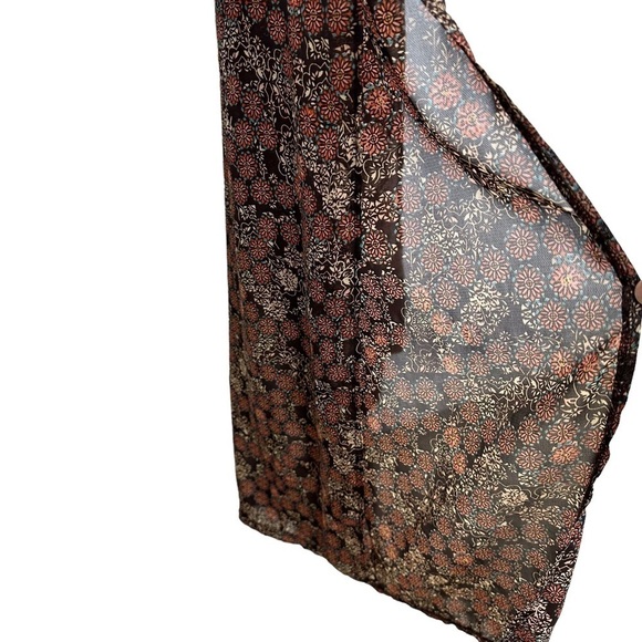 Nasty Gal Womens One on One Floral Jumpsuit Sz 2 Brown One Shoulder Side Slits - Picture 6 of 10